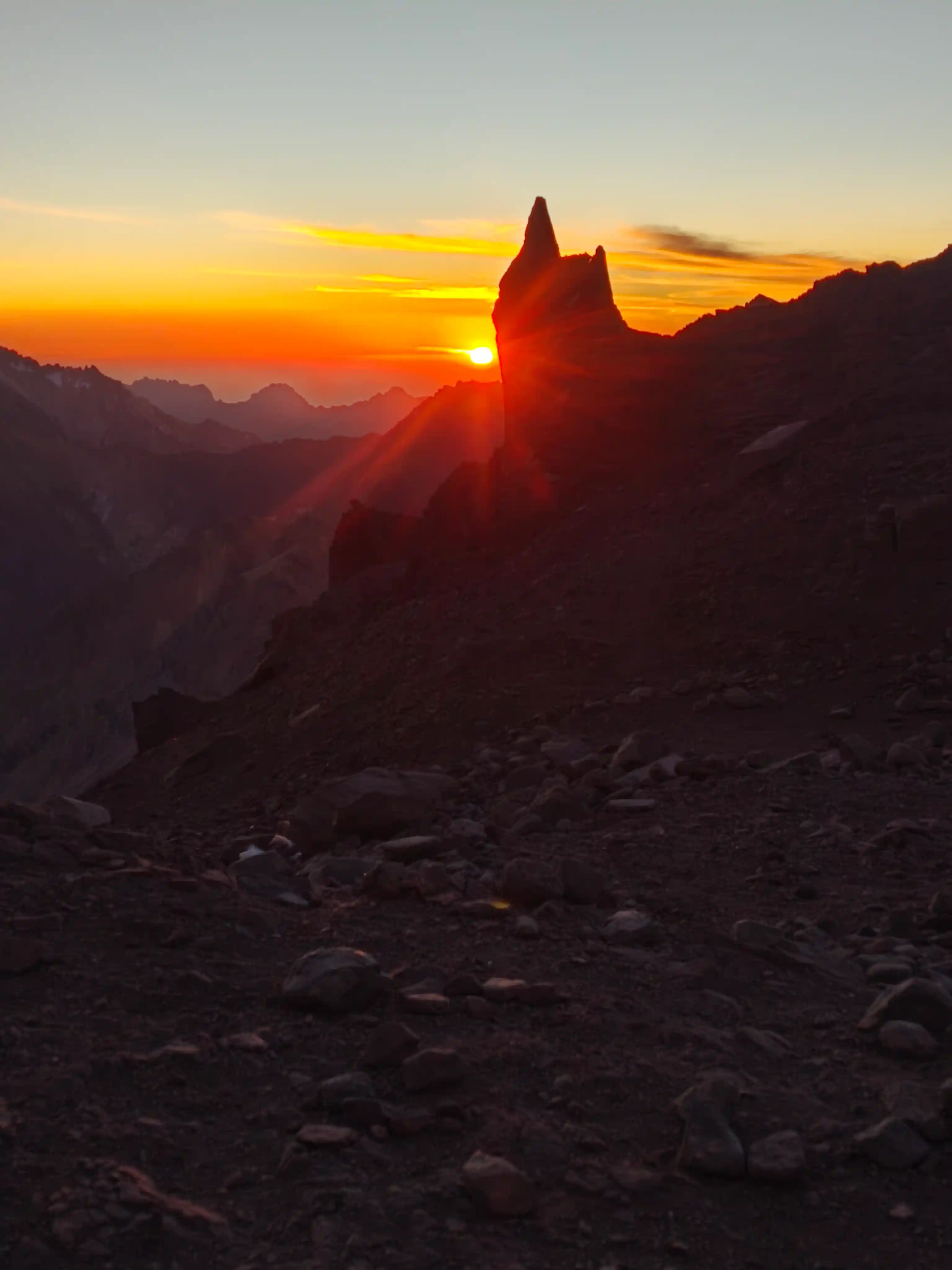 Atardecer en el Campo Canadá (4.800 msnm), Aconcagua.